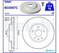 DELPHI 2 X BRAKE DISC BG5067C FOR OPEL VAUXHALL