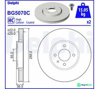 DELPHI 2 X BRAKE DISC BG5070C FOR VW