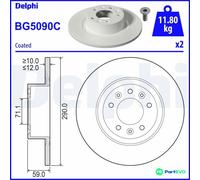 DELPHI 2 X BRAKE DISC BG5090C FOR PEUGEOT