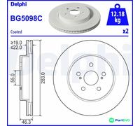 DELPHI 2 X BRAKE DISC BG5098C FOR TOYOTA