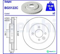 DELPHI 2 X BRAKE DISC BG5122C
