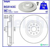 DELPHI 2 X BRAKE DISC BG5143C FOR VW CUPRA