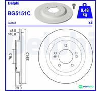 DELPHI 2 X BRAKE DISC BG5151C FOR HYUNDAI KIA