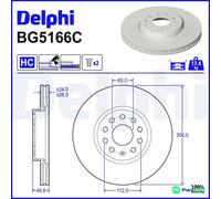 DELPHI 2 X BRAKE DISC BG5166C FOR VW