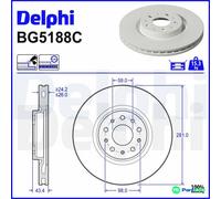 x2 Front Brake Disc Delphi BG5188C Fits Fiat Tipo Braking System Vented Coated