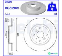 DELPHI 2 X BRAKE DISC BG5298C