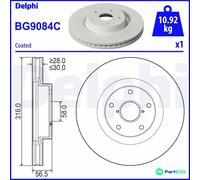 DELPHI 2 X BRAKE DISC BG9084C FOR SUBARU
