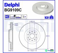 DELPHI 2 X BRAKE DISC BG9109C FOR AUDI SEAT SKODA VW