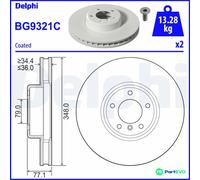 DELPHI 2 X BRAKE DISC BG9321C FOR BMW