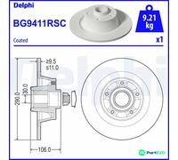DELPHI 2 X BRAKE DISC BG9411RSC FOR RENAULT