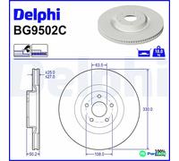 DELPHI 2 X BRAKE DISC BG9502C FOR FORD