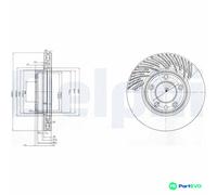 DELPHI 2 X BRAKE DISC BG9773 FOR PORSCHE VW