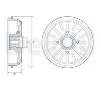 DELPHI BFR576 Brake Drum Rear Fits Citroën C3 1.2 VTi 68 1.2 VTi 82 1.2 THP 110