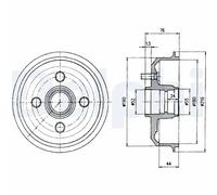 Brake Drum Delphi BF229 Fits Ford Mazda Escort Escort Classic Fiesta Courier Ka