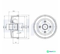 DELPHI BRAKE DRUM BF472 FOR OPEL VAUXHALL