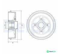 Brake Drum Delphi BFR595 Fits Dacia Renault Logan MCV Sandero Logan/Stepway