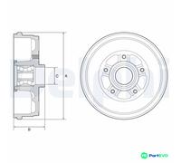 DELPHI BRAKE DRUM BFR611 FOR RENAULT DACIA