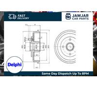 DELPHI Brake Drum Rear No ABS Sensor Ring No Wheel Bearing Fits Ford Focus