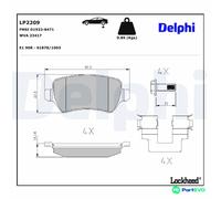 DELPHI DISC BRAKE BRAKE PAD SET LP2209 FOR OPEL VAUXHALL