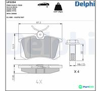 DELPHI DISC BRAKE BRAKE PAD SET LP2254 FOR AUDI CITROËN PEUGEOT RENAULT SEAT