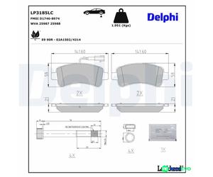 DELPHI DISC BRAKE BRAKE PAD SET LP3185LC