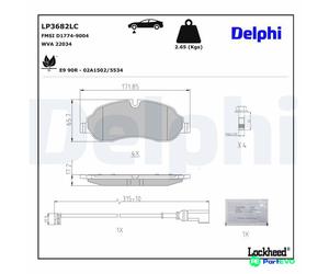 DELPHI DISC BRAKE BRAKE PAD SET LP3682LC