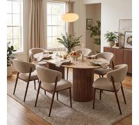 Delphi Extending Dining Set - 120cm-200cm - Dark Brown - Ceramic and Wooden - 6 Cavi Chairs