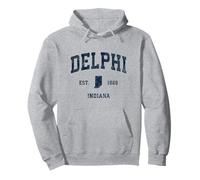 Delphi Indiana IN Vintage Athletic Navy Sports Design Pullover Hoodie
