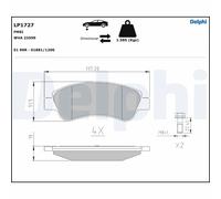Brake pads Low-Metallic LP1727 DELPHI for CITROËN PEUGEOT DS OPEL