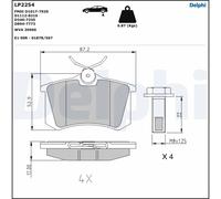 DELPHI LP2254 Brake Pad Set Rear Fits Audi Citroën DS MG Peugeot Renault