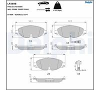 DELPHI LP2698 Brake Pad Set Front Fits Audi A3 Q2 Q3 TT Seat Ateca Leon Skoda VW
