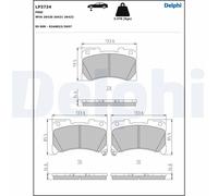 DELPHI LP3724 Brake Pad Set, disc brake for TOYOTA