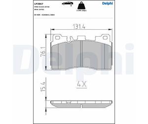 DELPHI LP3867 Brake Pad Set, disc brake for MERCEDES-BENZ