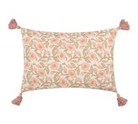 Delphine Rectangular Floral Tasselled Polyester Filled Cushion Paoletti Pale Pink 40cm x 60cm
