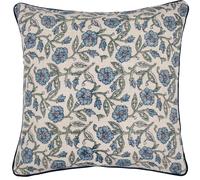 Delphine Square Floral Piped Polyester Filled Cushion Paoletti Mid Blue 50cm x 50cm