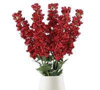 Delphinium Artificial Flowers,5PCS Long Stem Red Silk Flowers 39" Fake Larkspur Flowers Bulk for Tall Vase Home Wedding Table Decor(Red)