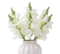 Delphinium Artificial Flowers, Set of 6 Tall Flowers Silk Snapdragon Stems for Home Decor, 16 Inch Real Touch Floral Arrangements for Wedding Centerpiece, Vase Filler, White, Uso al aire libre
