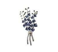 Delphinium Blue Flower Brooch, Silver Tone