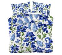 Delphinium King Size Duvet Cover Sets Blue Healing Style Bedding Set, Soft and Comfortable Microfiber Quilt Cover and 2 Pillowcases 50×75, for Room Decor KF638