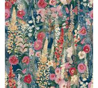 Delphinium Navy Blue Wallpaper - Painted Floral Design Flowers Botanical Traditional - Textured Paste The Wall Vinyl