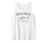 Delray Beach Florida Shark Vintage Fishing Black Art Tank Top