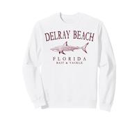 Delray Beach Florida Shark Vintage Maroon Art Fishing Sweatshirt