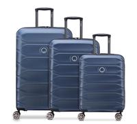Delsey Paris Meteor 4 wheels Suitcase set 3-piece with expansion pleat blue