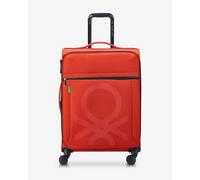 Delsey Paris x Benetton Colour Block Expandable Suitcase 77L Reddish Orange