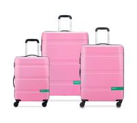 Delsey Paris x United Colors of Benetton Now Hardside 4-wheel suitcase set 3 pcs. with expansion fold pink