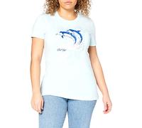DelSol - Junior Crew Tee - Watercolor Dolphins-Ice Blue - Color-Changing Tee - Design Transforms in Sunlight - Super Soft with a Slight Stretch - Baby Rib-Knit Set-in Collar - XL - 1 Pc