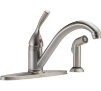 Delta 400-SS-DST Classic Single-Handle Kitchen Faucet with Matching Side Sprayer, Stainless
