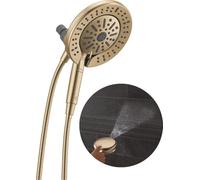 Delta 6-Setting In2ition 2-in-1 Dual Shower Head with Handheld High Pressure ProClean Spray, Brushed Gold Detachable Shower Head with Hose, 1.75 GPM Flow Rate, Champagne Bronze 75655CZ