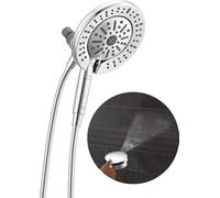 Delta 6-Setting In2ition 2-in-1 Dual Shower Head with Handheld High Pressure ProClean Spray, Chrome Detachable Shower Head with Hose, 1.75 GPM Flow Rate, Chrome 75655