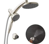 Delta 6-Setting PivotPro 3-in-1 Combination Shower Head with ProClean Spray, Brushed Nickel Round Shower Head Rainfall with Handheld Spray, 1.75 GPM, SpotShield Brushed Nickel 75648SN